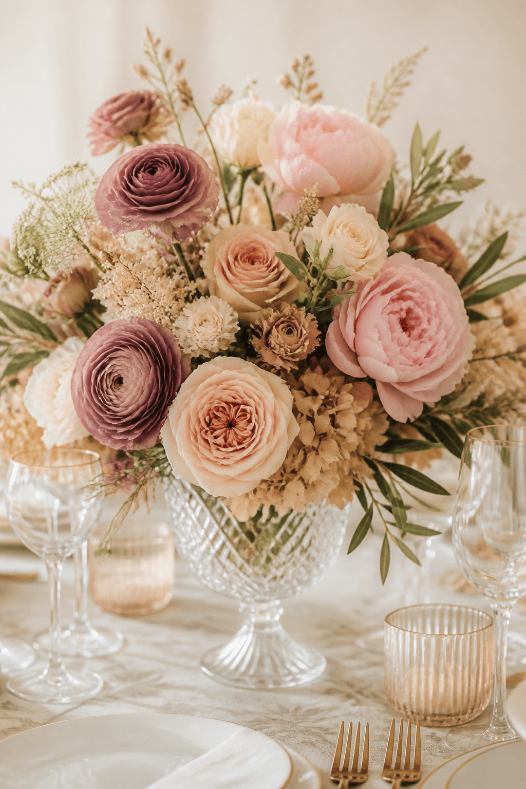 Blush floral centerpiece
